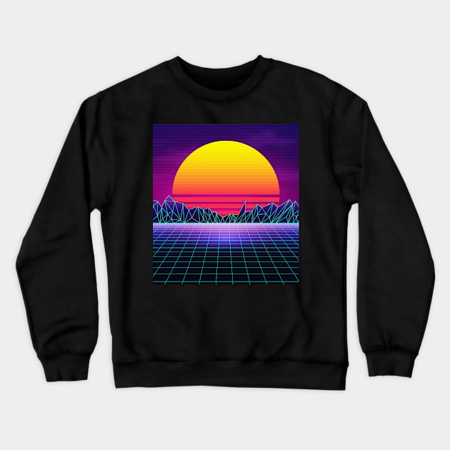 Brazen Yellow Sunset Synthwave Crewneck Sweatshirt by edmproject